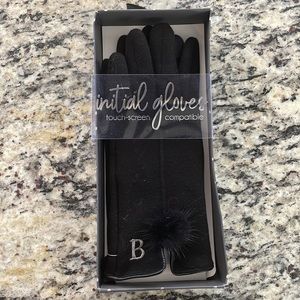 Mud Pie Initial Gloves - Touch Screen - One Size - Black